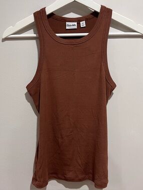 Aritzia Sunday Best Brown Ribbed Tank Top